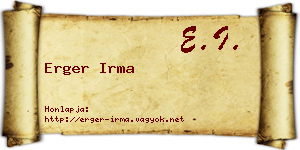 Erger Irma névjegykártya